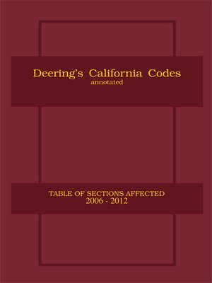 cover image of Deering's California Table of Sections Affected